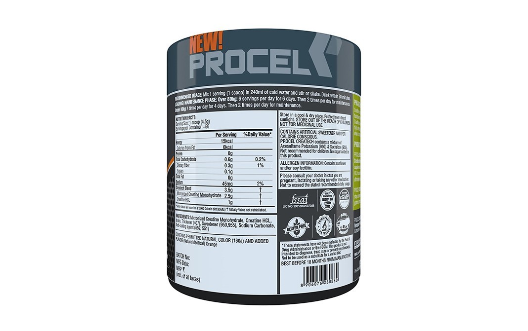 Procel Createch Orange Burst Flavor    Plastic Jar  250 grams